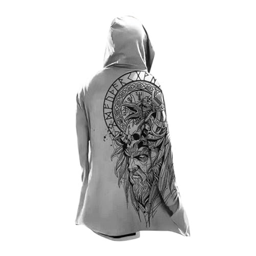 MYZTTZR Odin god,5XL, Wikinger Cosplay Umhänge Mittellang Kapuzenpulli Nordischer Mythos Cool Herren Biker Jacke Frühling Herbst Mantel Mittelalterlich Geschenk von MYZTTZR