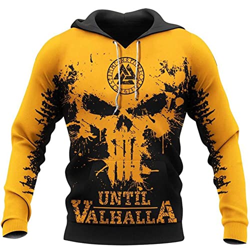 MYZTTZR Until Valhalla Hoodie,XL, Wikinger Odin Pullover mit Kapuze, 3D Gedruckt Frühling Herbst Lange Ärmel Lässig Walhalla Jacke(USA Größe) von MYZTTZR