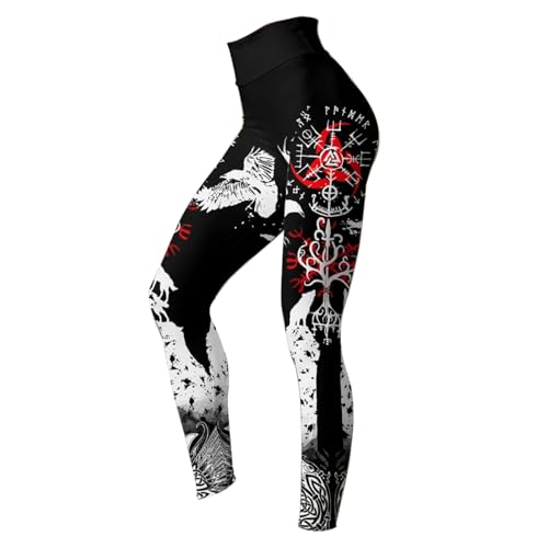 MYZTTZR Yggdrasil legging,L, Damen Wikinger Tank Tops Leggings Totenkopf Yoga Outfits 3D-Druck Nordische Mythologie Polyester Workout Activewear von MYZTTZR