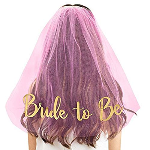MYhose Brautschleier Bachelorette Party Gold Braut zu Sein Schleier Brautdusche liefert Verlobungsdekor Pink + Gold Logo von MYhose