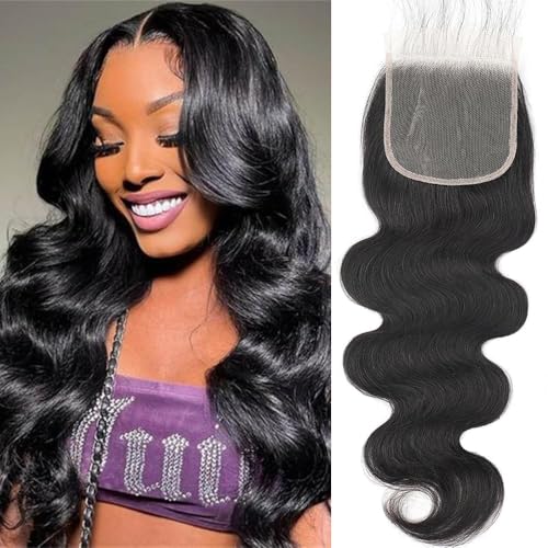 MYouan 5x5 Transparente Spitzenverschlüsse Naturschwarz 5x5 HD Spitzenverschluss Menschliche Haare Naturwellige HD Verschluss 12A Virgin Remy Menschliche Haare für Frauen (16 Zoll) von MYouan