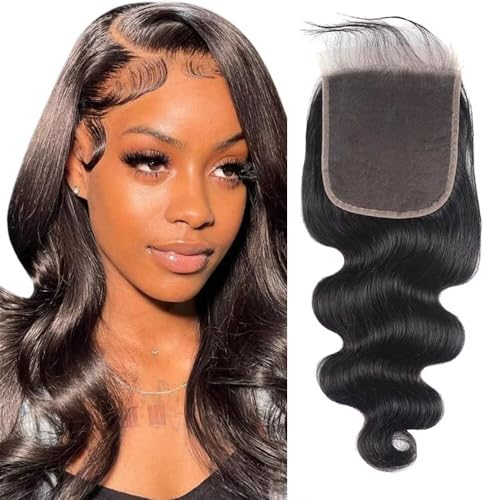 MYouan Menschliche Haare Welle Nahtlose Verriegelung 5x5 HD Durchsichtige Spitze Vorgeraumte Verriegelung Jungfräuliche Remy HD Spitze Für Frauen Natürliche Farbe (14 Zoll) von MYouan