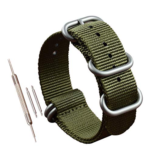 20mm Grün Uhrenarmband Nylon Watch Bracelet Armband Herren Matte Silberne Schnalle von MZBUTIQ