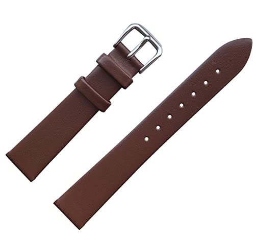 MZBUTIQ 16mm Braun Dünn Weich Leder Uhrenarmband Ersatz für Damen von MZBUTIQ