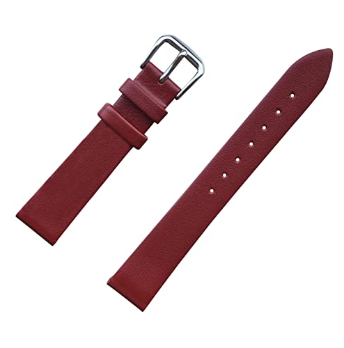 MZBUTIQ 17mm Rot Leder Uhrenarmband Ersatz für Damen Schlank Weich von MZBUTIQ