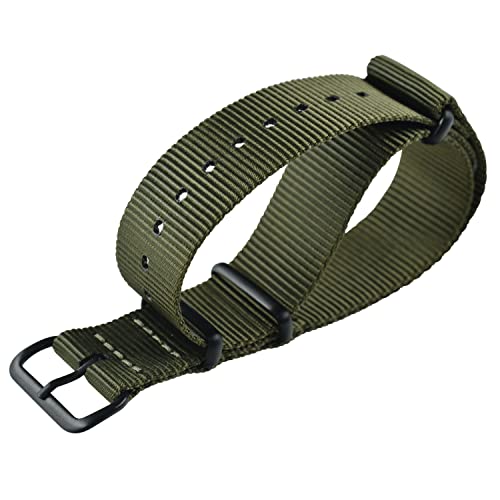 MZBUTIQ 19mm Grün Uhrenarmband Ballistic Nylon Uhrenarmband Ersatz für Herren Matte Schwarze PVD Schnalle von MZBUTIQ