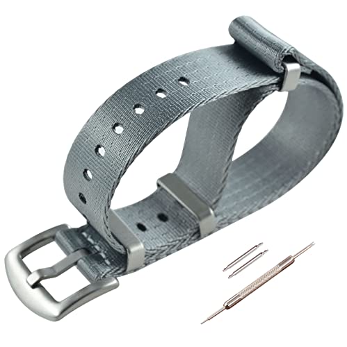 MZBUTIQ 20mm Grau Sicherheitsgurt Uhrenarmband Nylon Watch Straps Ersatz für Herren Damen Gebürstete Schnalle von MZBUTIQ