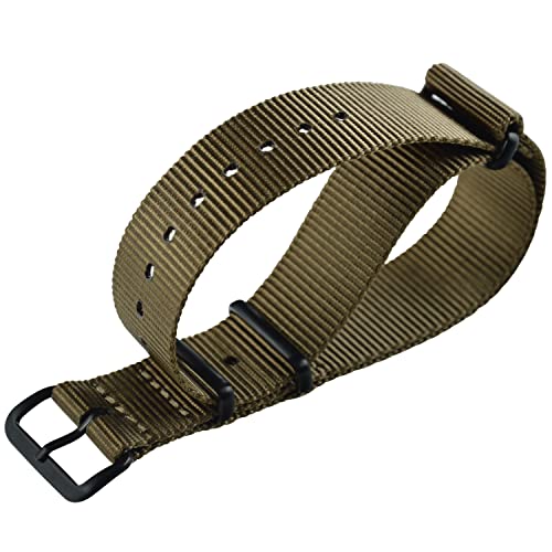 MZBUTIQ 20mm Khaki Strap Uhrenarmband Nylon Ersatz für Herren Matte Schwarze PVD Schnalle von MZBUTIQ