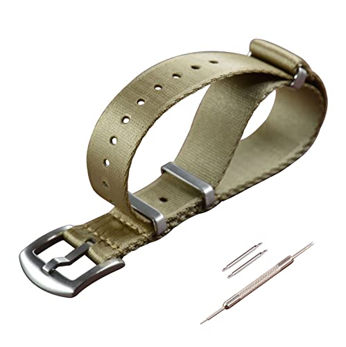 MZBUTIQ 22mm Khaki Uhrenarmband Sicherheitsgurt Nylon Watch Armband für Herren Damen Gebürstete Schnalle von MZBUTIQ