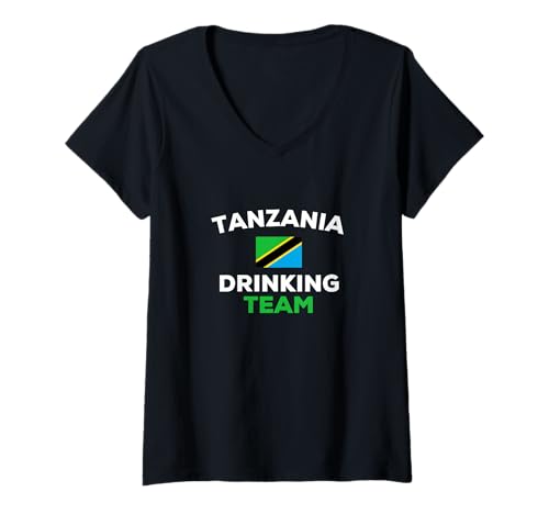 Damen Tansania Drinking Team Flagge Country Nation T-Shirt mit V-Ausschnitt Damen Tansania Drinking Team Flagge Country Nation T-Shirt mit V-Ausschnitt von MZCQtBLWJHBSY Creations Co