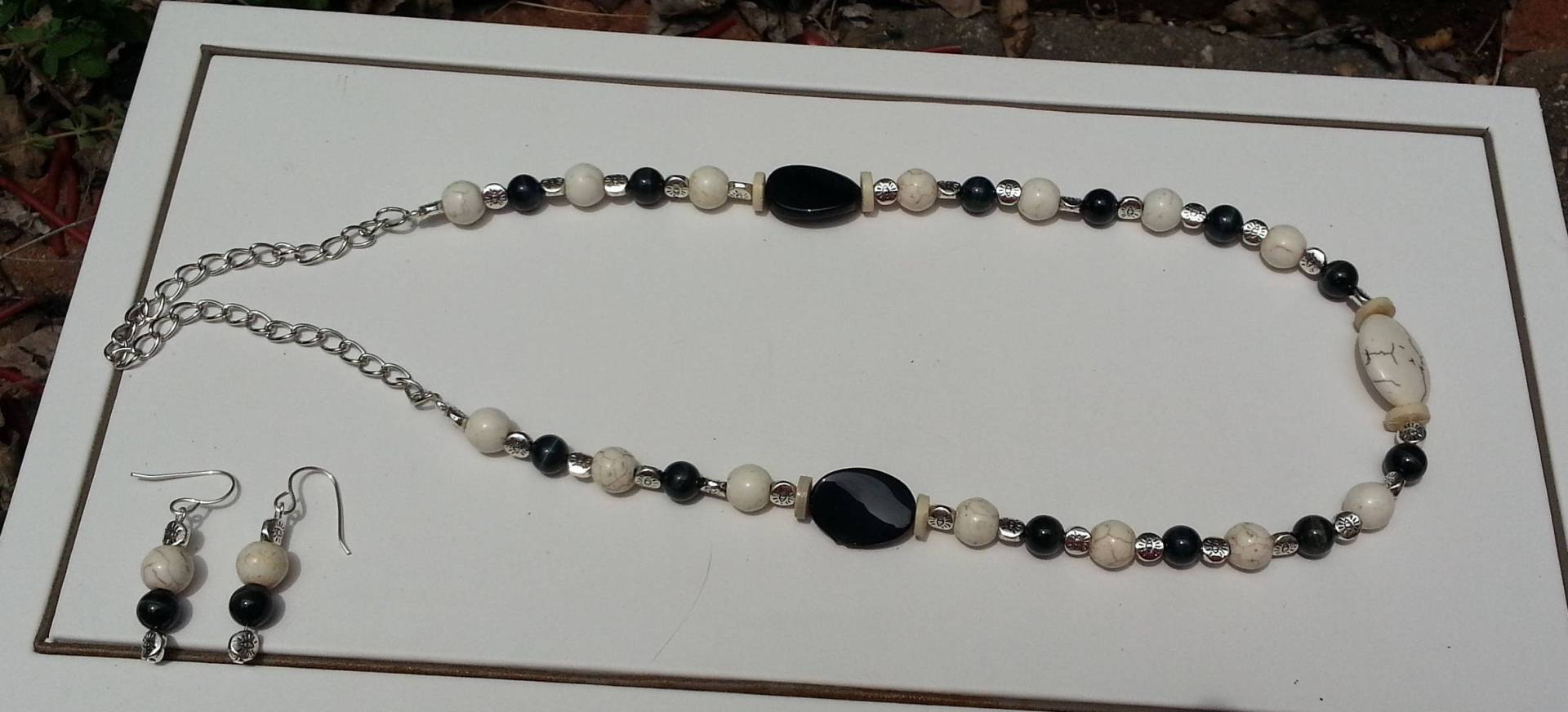 24" Halskette Und Ohrringe Set Howlith Tigerauge Halbedelsteinen von MZCreationsDesigns