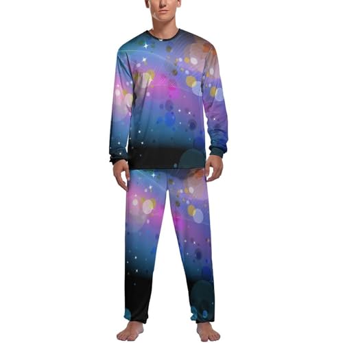 MZGFAQ Bunt Gesprenkelt Herren Schlafanzug Lang Pyjama Set Nightwear Langarm Nachtwäsche Sleepwear von MZGFAQ