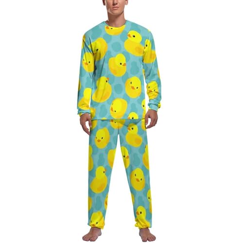 MZGFAQ Ente Herren Schlafanzug Lang Pyjama Set Nightwear Langarm Nachtwäsche Sleepwear von MZGFAQ