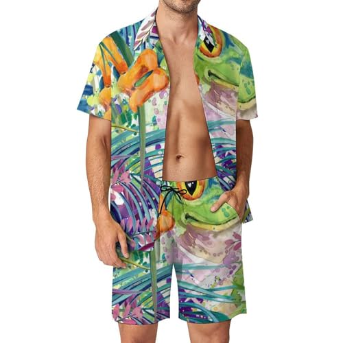 MZGFAQ Frosch Und Blätter Herren Hawaiihemd Und Strandhose Button Down Outfit Kurzarm Hawaii Hemd Zweiteiler XXL MZGFAQ Frosch Und Blätter Herren Hawaiihemd Und Strandhose Button Down Outfit Kurzarm Hawaii Hemd Zweiteiler XXL von MZGFAQ