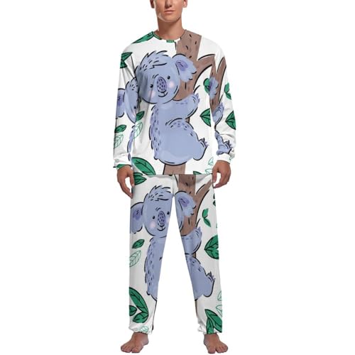 MZGFAQ Koala-Bär Herren Schlafanzug Lang Pyjama Set Nightwear Langarm Nachtwäsche Sleepwear von MZGFAQ