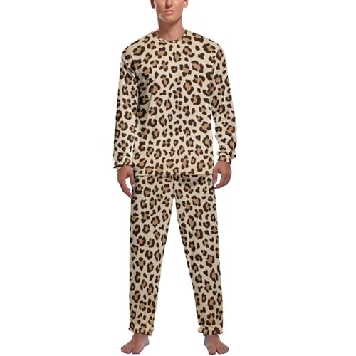 MZGFAQ Leopard Braun Herren Schlafanzug Lang Pyjama Set Nightwear Langarm Nachtwäsche Sleepwear MZGFAQ Leopard Braun Herren Schlafanzug Lang Pyjama Set Nightwear Langarm Nachtwäsche Sleepwear von MZGFAQ