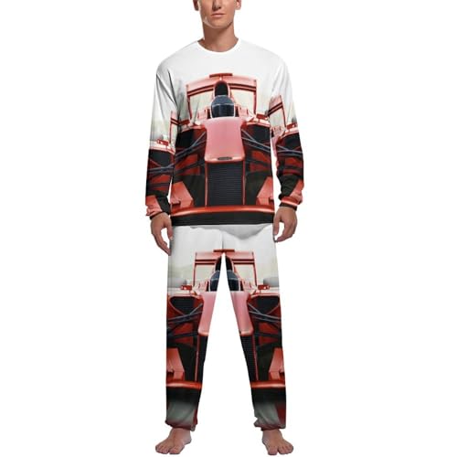 MZGFAQ Rotes Rennauto Herren Schlafanzug Lang Pyjama Set Nightwear Langarm Nachtwäsche Sleepwear von MZGFAQ