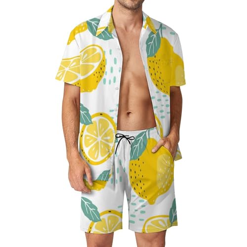 MZGFAQ Zitrone Herren Hawaiihemd Und Strandhose Button Down Outfit Kurzarm Hawaii Hemd Zweiteiler L MZGFAQ Zitrone Herren Hawaiihemd Und Strandhose Button Down Outfit Kurzarm Hawaii Hemd Zweiteiler L von MZGFAQ