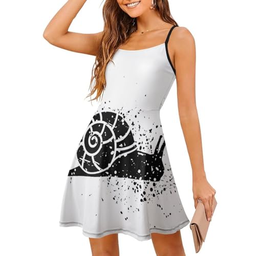 Schwarze Schnecke Damen Ärmellos Sommerkleid Minikleid Spaghettiträger Kurz Kleid Cami Mini Swing Dress von MZGFAQ