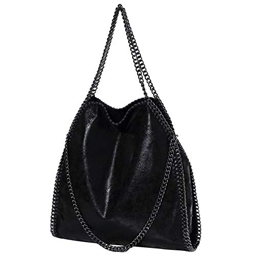 MZKJ.Com Damen lässige Handtasche PU Leder Umhängetasche Kettentasche Hand Mode Geldbörse Handtasche (schwarz) von MZKJ.Com