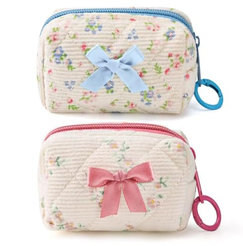 Mini-Make-up-Taschen-Set, gesteppte Make-up-Tasche mit Blumenmuster, tragbare kleine Make-up-Tasche für Geldbörse, süße Tasche, Kokette, Reise-Kulturbeutel, kleine Tasche für Damen, ästhetische Mini-Make-up-Taschen-Set, gesteppte Make-up-Tasche mit Blumenmuster, tragbare kleine Make-up-Tasche für Geldbörse, süße Tasche, Kokette, Reise-Kulturbeutel, kleine Tasche für Damen, ästhetische von MZLUWM