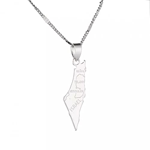 Halskette silberfarbene israel karte anhänger halsketten für frauen und männer israel karte kette schmuck von MZMZFFL