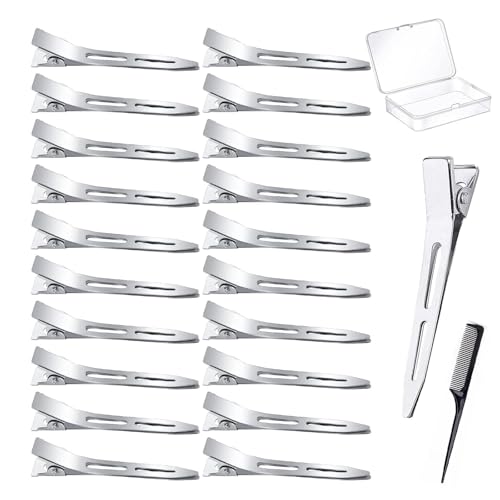 20 Stück EnteBill Haarspangen 4,5 cm Haarklemmen Friseur Alligator Clips, für Haarklammern Damen Spangen Friseursalon, mit 1 Transparente Aufbewahrungsbox und 1 schwarzer Kamm von MZOYOURO