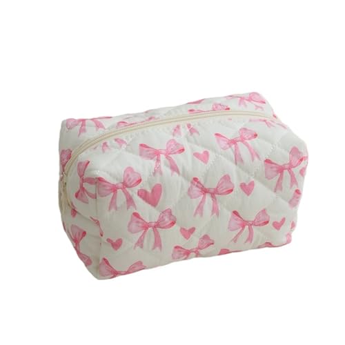 1PC Blume Gedruckt Puffy Quilted Zipper Make-Up Tasche Lagerung Organizer Toiletry Handtasche Tasche Große Reise Kosmetik(Blue) von MZPOZB