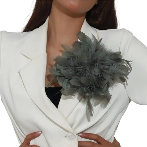20CM Bunte Feder Große Brosche for Frauen Dame Handgemachte Luxus Revers Pins Party Schmuck Zubehör(Color 06) von MZPOZB