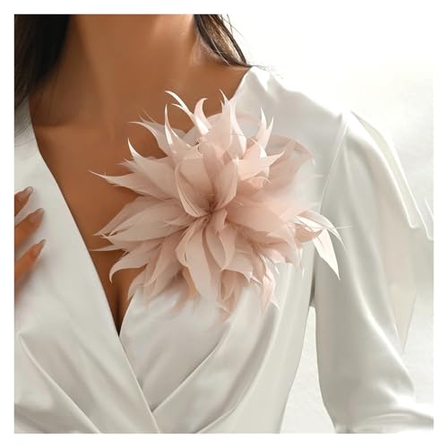 22CM Multicolor Künstliche Feder Brosche for Frauen Vintage Handgemachte Revers Pins Party Hochzeit Schmuck(Dusty Pink) von MZPOZB