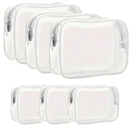 3/6pcs Waterproof PVC Toiletry & Makeup Bag Set with Zipper – Clear Travel Organizers for Men & Women(6PCS) von MZPOZB