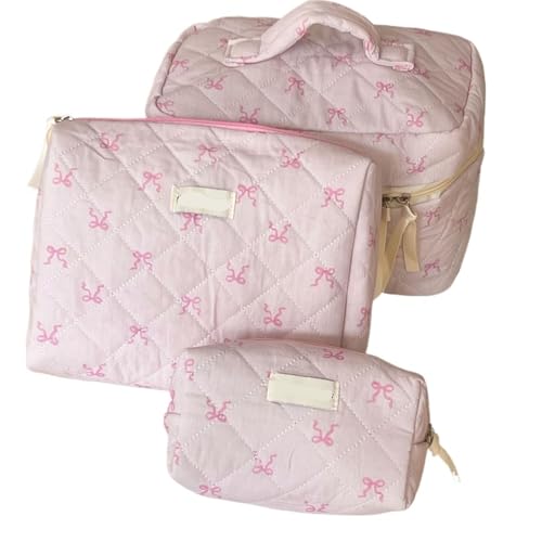 3 Taschen Damen Klassische Tragetasche Kosmetiktasche Große Kapazität Reise Kulturbeutel Make-Up Organizer Tasche Damen Gesteppte Tasche(Color-04) von MZPOZB