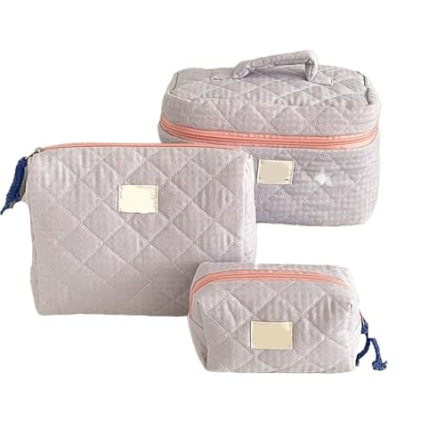 3 Taschen Damen Klassische Tragetasche Kosmetiktasche Große Kapazität Reise Kulturbeutel Make-Up Organizer Tasche Damen Gesteppte Tasche(Color-16) von MZPOZB