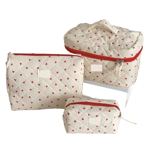 3 Taschen Damen Klassische Tragetasche Kosmetiktasche Große Kapazität Reise Kulturbeutel Make-Up Organizer Tasche Damen Gesteppte Tasche(Color-21) von MZPOZB
