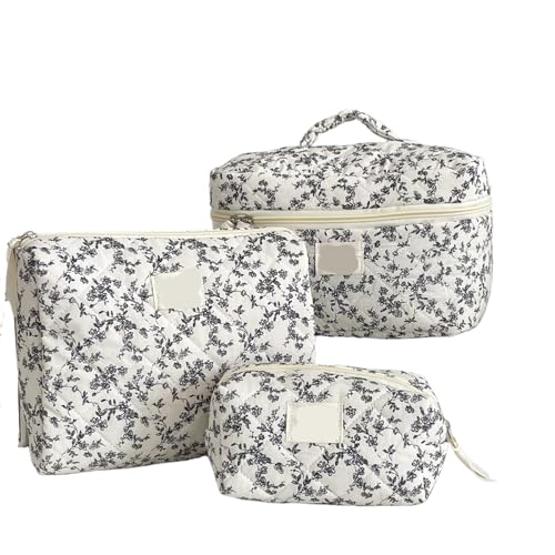 3 Taschen Damen Klassische Tragetasche Kosmetiktasche Große Kapazität Reise Kulturbeutel Make-Up Organizer Tasche Damen Gesteppte Tasche(Color-26) von MZPOZB