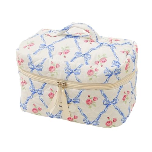 Blumen-Quilt-Make-up-Tasche for Damen, mit Reißverschluss, Kosmetik-Organizer, weibliche Stoffhandtasche, tragbarer Kulturbeutel for Mädchen(Color2) von MZPOZB