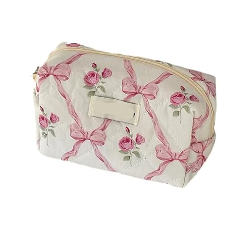Blumen-Quilt-Make-up-Tasche for Damen, mit Reißverschluss, Kosmetik-Organizer, weibliche Stoffhandtasche, tragbarer Kulturbeutel for Mädchen(Color5) von MZPOZB