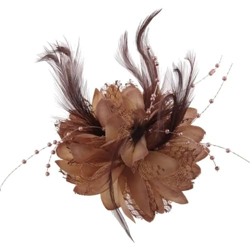 Charm Broschen Stoff Blume Pins Haar Zubehör Haarband for Mädchen Festival Dekoration(Brown) von MZPOZB