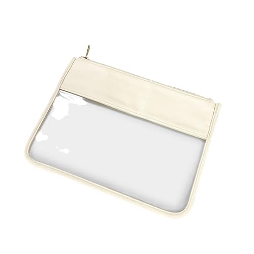 Clear PVC Pouch Waterproof Transparent Travelbag Cosmetics Brush Purse Plastic Zipper Toiletry Makeup Organizer(Beige,M) von MZPOZB