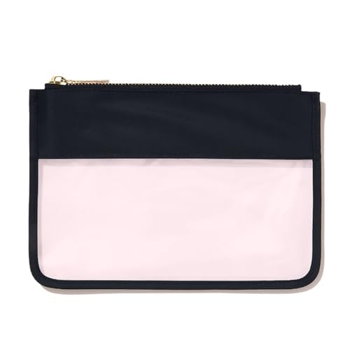 Clear PVC Pouch Waterproof Transparent Travelbag Cosmetics Brush Purse Plastic Zipper Toiletry Makeup Organizer(Black,S) von MZPOZB