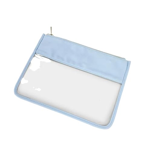 Clear PVC Pouch Waterproof Transparent Travelbag Cosmetics Brush Purse Plastic Zipper Toiletry Makeup Organizer(Blue,M) von MZPOZB