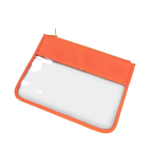 Clear PVC Pouch Waterproof Transparent Travelbag Cosmetics Brush Purse Plastic Zipper Toiletry Makeup Organizer(Orange,M) von MZPOZB