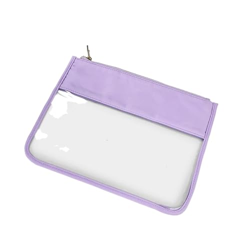 Clear PVC Pouch Waterproof Transparent Travelbag Cosmetics Brush Purse Plastic Zipper Toiletry Makeup Organizer(Purple,M) von MZPOZB