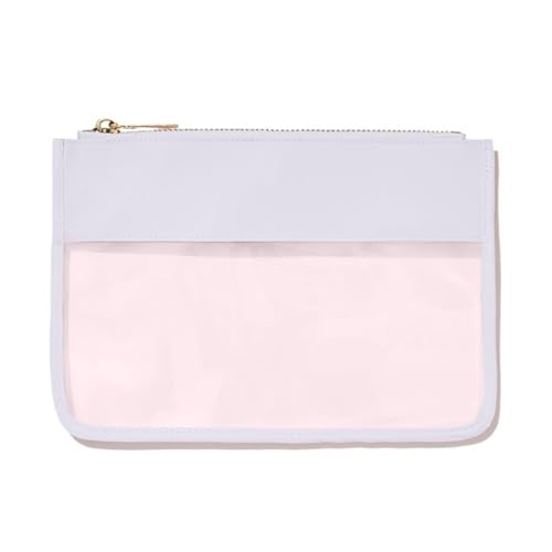 Clear PVC Pouch Waterproof Transparent Travelbag Cosmetics Brush Purse Plastic Zipper Toiletry Makeup Organizer(White,M) von MZPOZB