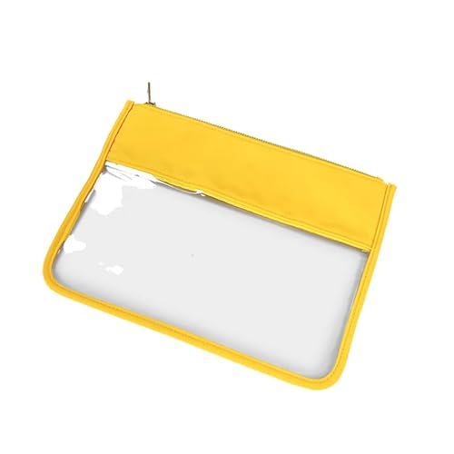 Clear PVC Pouch Waterproof Transparent Travelbag Cosmetics Brush Purse Plastic Zipper Toiletry Makeup Organizer(Yellow,M) von MZPOZB