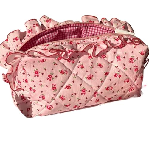 Damen-Kosmetiktasche mit Spitze und Blumenmuster, große Kapazität, Kulturbeutel, Make-up-Aufbewahrungstasche, Handtasche, kleine Reißverschlusstaschen(Color-03) von MZPOZB