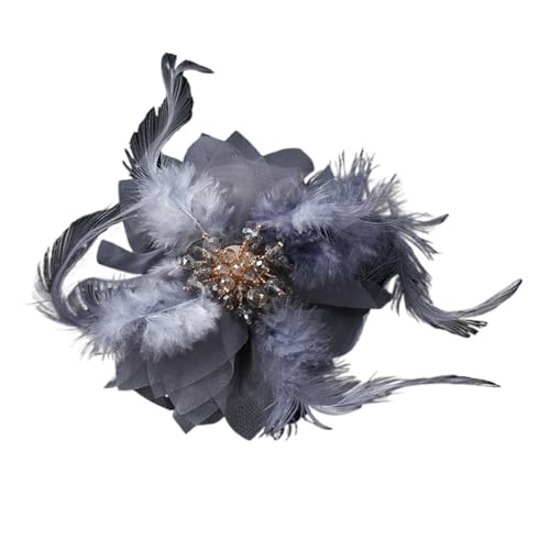 Elegante Frauen Mädchen Feder Kristall Broschen Haar Clips Exquisite Dame Party Hochzeit Abzeichen Corsage Zubehör(Blue) von MZPOZB