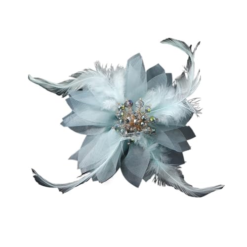 Elegante Frauen Mädchen Feder Kristall Broschen Haar Clips Exquisite Dame Party Hochzeit Abzeichen Corsage Zubehör(Cyan) von MZPOZB