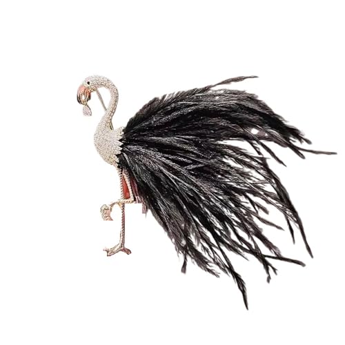 Elegante Frauen Mädchen Mode Feder Abzeichen Pin Unisex Klassische Brosche Schmuck(Black) von MZPOZB