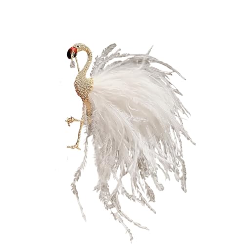 Elegante Frauen Mädchen Mode Feder Abzeichen Pin Unisex Klassische Brosche Schmuck(White) von MZPOZB